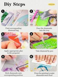 8pcs Fruit Design Diamond Painting Coaster Set With Holder, DIY Diamond Art Coaster Craft Kit Suitable For Beginners - Multicolor - View 4