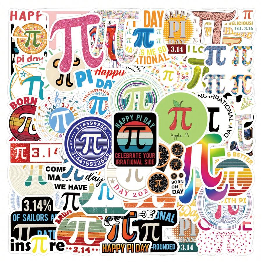 55Pcs Cartoon Pi Day Stickers Math Stickers Science Stickers Student Stickers Teacher Stickers Classroom Stickers Math Gifts Math Supplies Waterproof Vinyl Stickers Bulk For Skateboard Luggage Laptops Bumper Theme Party Supplies