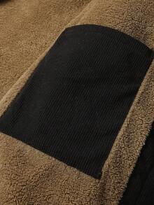 Jaqueta casual masculina de manga comprida com lapela e cor contrastante, outono/inverno - Preto - Ver 8