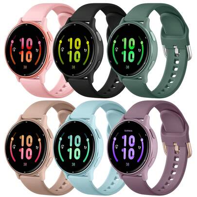 Correa de silicona de 20 mm compatible con Garmin Vivoactive 6/Vivoactive 5/Vivoactive 3, Venu/Venu 2 Plus/Venu Sq, Galaxy Watch 7 6 5 4 40 mm 44 mm, Watch 4/6 Classic 42 mm 46 mm 43 mm 47 mm para mujer y hombre, suave correa de repuesto deportiva para Forerunner 645/245, Galaxy Watch 5 Pro 45 mm, Active 2, Watch 3 41 mm