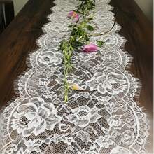 36cm*100cm, 36cm*180cm, 36cm*270cm French Romantic Embroidery Lace Table Runner, Elegant Lace Floral Tablecloth For Dining Table, TV Stand, Piano Cover, Holiday Party Wedding Decoration