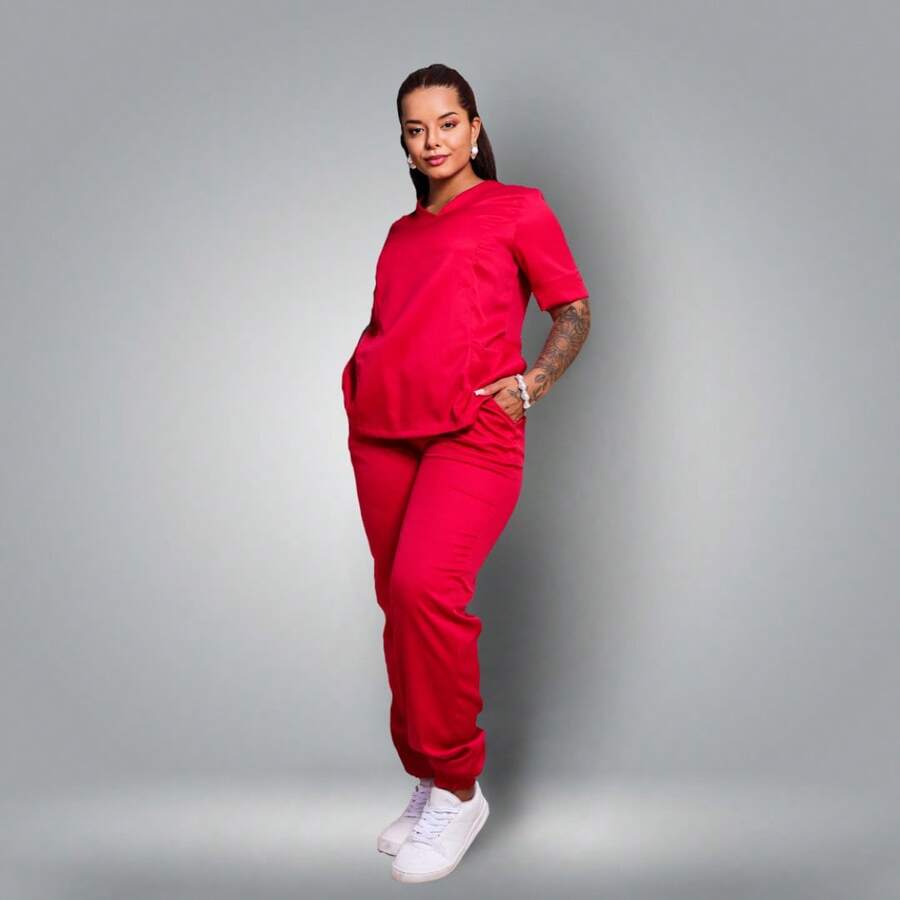 Plus Size Co-Ords - Màu Đỏ Sâu - Xem 1