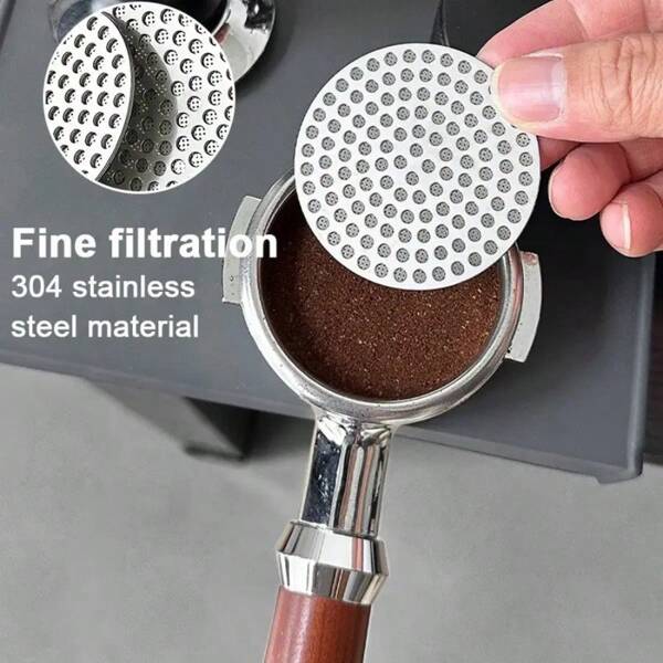 1 pieza Filtro de café reutilizable de acero inoxidable, disco de filtro de malla de acero inoxidable 304 para una extracción constante, compatible con la mayoría de las máquinas de espresso, de vuelta a la escuela