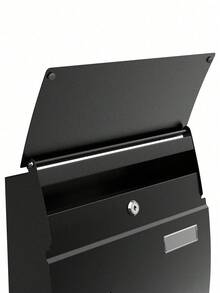 Mailbox, Wall-Mounted Lockable Post Letter Box With Viewing Windows, Nameplate, And Keys, Easy To Install, Black - Black - View 7