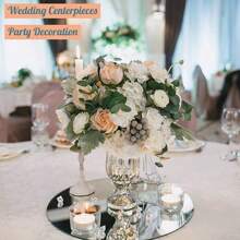 5pcs, Wedding Mirror Tray, 8-Inch Round Mirror Candle Board, Used For Wedding Decorations In The Center Of The Table, Baby Shower Mirror Decoration Tray, Wedding Table Candles, Party Tiles, Christmas Decorations, Jewelry Store Tray Wall Decor Room Decor Stickers Personalised Stickers