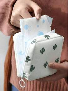 Super Cute Portable Cartoon Feminine Pad Holder Organizer Pouch, Women Girls Period Sanitary Napkin Bag For Coins, Cosmetics, Tissues And Other Small Items, Suitable For Ladies Business Trip, Travel, Students Back To School (Print Pattern Position May Vary) Holiday Camping Holiday Essentials Vacation Accessories Travel Holiday Essentials Beach Bag Travel Essentials