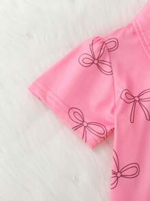 Set de 2 piezas Elegante y de moda para niñas, suave, transpirable y con estilo, blusa de cuello polo con estampado de mariposa de manga corta y falda vaquera azul con bordado de mariposa, apropiada para vacaciones, fiestas, uso casual y diario