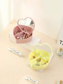 Love Jewelry Box Desktop Dustproof Storage Box High-End Jewelry Box Ring Earring Necklace Portable Storage Makeup Plastic Box - Multicolor - View 5