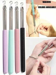 1pc Stainless Steel Bracelet Fastener Helper Jewelry Helper Bracelet Clasp Helper Portable Bracelet Tool Jewelry And Hooking Equipment Bracelet Attachment Tool - Multicolor - View 4