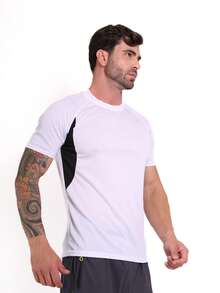 Men's Plain Dry Fit Shirt Contrast Colors - Casual - Training - Gym - Sports - Exercises - Running-Party - 白色 - 查看 1