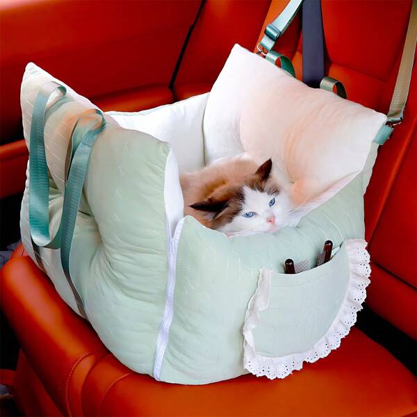 1 pieza Cama de viaje para mascotas de seda refrescante para gatos y perros - Portador cruzado ajustable con fijación segura para viajes seguros al aire libre