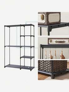 RYG024G02 Storage Cabinet, Folding Wardrobe, Wardrobe, Metal Wardrobe With Hanging Bars, Clothes Rack, Organizer For Cloakroom, Bedroom, 43 X 112 X 165 Cm, Grey - 灰色 - 查看 5