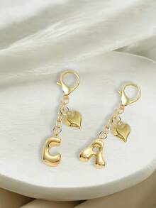 A-Z字母钥匙扣 - 精致金色金属字母钥匙圈，配有龙虾扣和心形装饰，采用耐用锌合金材质，适合度假、约会、海滩、购物、通勤、学习等各种场合，完美搭配钱包、耳机盒、背包和车钥匙 - 理想的生日礼物和钥匙配件 | 精致钥匙扣 | 金属钥匙扣，春夏最佳搭配 - 金色 - 查看 8