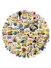 Universal 50PCS Minions Officially Licensed Minions Stickers Dave Stuart Jerry Kevin Bob Cartoon Image Cute Characters High Value Creative Waterproof Stickers DIY Computer Tablet Skateboard Decoration Back To School Season Birthday Christmas Halloween Surprise Gift
