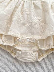 Baby Girl Summer Thin Sweet Embroidery Bodysuit - Apricot - View 6