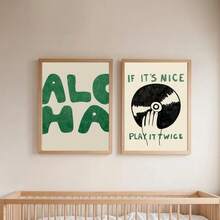 1 幅“If It's Nice, Play It”复古绿黑色音乐艺术海报客厅卧室装饰帆布画墙画可选画框 - 彩色 - 查看 2