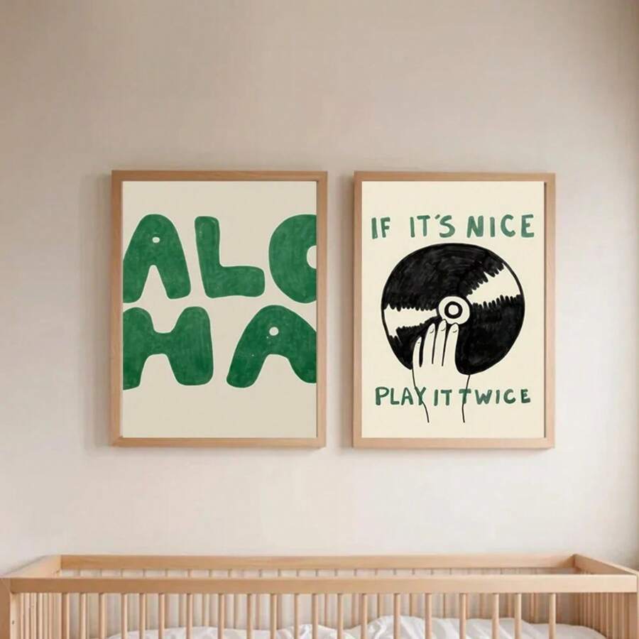 1 幅“If It's Nice, Play It”复古绿黑色音乐艺术海报客厅卧室装饰帆布画墙画可选画框