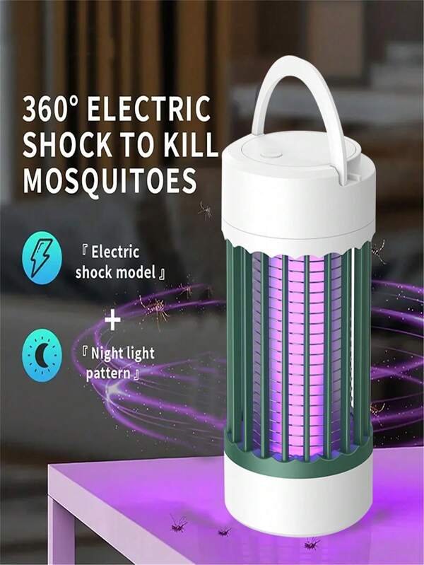 1PC 18650-1500mAh Portable Mosquito Killing Lamp, Dual-Purpose Electric Insect Repellent In Indoor And Outdoor LED Purple Light Mosquito Attractions, Essential For Camping, Safety Protection Network, 6 Hours Of Battery Life