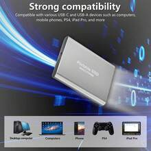2TB Portable External Hard Drive With USB 3.1 & Type-C, High-Speed Data Transfer, Ultra-Light & Compact Design, Compatible With PC, , Chromebook - Sleek Black, Multifunctional Storage | Modern Look | Durable Construction, Portable Storage - Silver - View 5