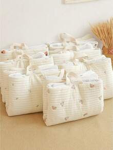 Thick New Born Baby Embroidered Cotton Breathable Nap Folding Portable Mattress Pad For Outdoor Picnic Camping, Carry Handle