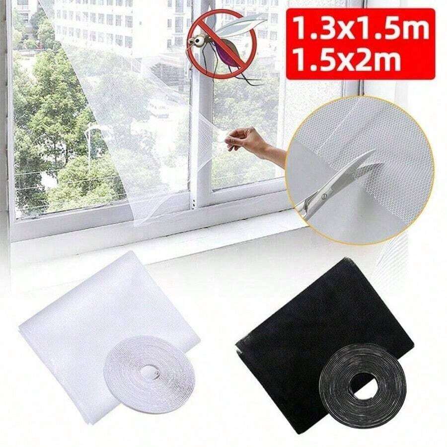 1 pieza Pantalla invisible contra mosquitos de verano autoadhesiva y simple, pantalla de ventana cortable encriptada con cinta de gancho y bucle, pantalla contra mosquitos autoadhesiva para el hogar, pantalla de ventana encriptada con cinta de gancho y bucle gratis, pantalla de ventana invisible