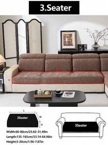 1件装弹力沙发套，防滑全包式沙发座垫套，可水洗防尘沙发毯，家居装饰宠物友好型保护套，适用于卧室、办公室、客厅L型沙发和1/2/3/4座沙发，四季皆宜 - 咖啡棕 - 查看 19