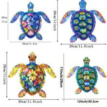 1 Stück lebendiges Blumen Metall Schildkröten Wandkunst, 2D bunte Schildkröte, Blumenmuster, ideal für Garten, Zimmer, Schlafzimmer, Zuhause, Outdoor Dekoration, Wanddekoration, perfektes Feriengeschenk, Schildkröten Dekoration