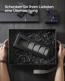 手表盒和收纳盒 返校宿舍收纳 - PU-Bezug in Schwarz, Samtfutter in Grau - 查看 4