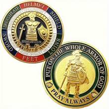 1pc Collectible Edition Armor Of God Challenge Coin - Inspirational Prayer Commemorative Coin, Perfect Creative Gift To Inspire Inspiration And Faith, Perfect For Golf Markers And Playing Card Protectors, Suitable For Holiday Party Gifts, Christmas - Silvery - View 2