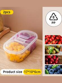 1 Stück/2 Stück, 1/2 doppelgittrige Lebensmittel-Aufbewahrungsbox, Bento-Box, Obstbox, einfache und transparente Aufbewahrungsbox für Küche, Sommerstrand, Lebensmittel, Camping, Organisatoren, Raumdekoration und Küchenutensilien.