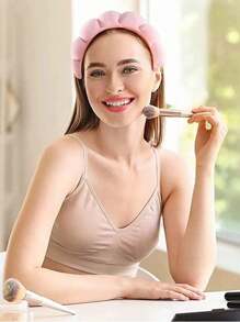 1 pièce/2 pièces/3 pièces Set de bandeaux de spa en forme de nuage, bandeaux et serre-poignets en éponge torsadée douce pour le yoga, les soins de la peau et le maquillage. Bandeaux de lavage du visage de couleur unie pour femmes. Set de bandeaux et serre-poignets de douche pour le maquillage et le lavage du visage. Accessoires pour la tête et les cheveux pour la rentrée scolaire