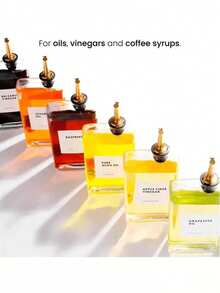 1 pièce Bouteille distributrice en verre, Verseur d'huile d'olive rectangulaire de 500 ml, Distributeur d'huile d'olive de cuisine, Distributeur d'huile de cuisson, Ensemble de distributeur de vinaigre et d'huile, Bouteille d'huile d'olive, Distributeur de sauce soja, Bouteille de sirop à café, Bouteille de distribution d'huile de cuisson, Accessoires de barbecue, Fournitures de cuisine, 1 pièce X 4 petites feuilles d'étiquettes autocollantes aléatoires gratuites