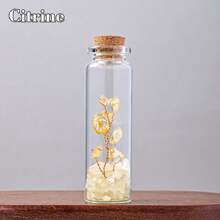 1 Peça Garrafa de Desejo de Pedras Preciosas de Cristal Curativo Natural, , Quartzo Rosa, Ametista, Garrafa à Deriva, Presentes de Casa para o Natal