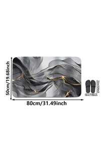 1pc Modern Home Decor Ink Painting Pattern Bathroom Toilet Mat Set, Anti-Slip Thick Soft Carpet Bathroom Mat Room Decor Bathroom Accessories Back To School