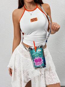 Bolsas e Bolsas de Mão Inéditas em Formato de Suco de Cereja para Mulheres, Bolsa Transversal com Formato Fofo, Bolsa de Embreagem de Moda, Couro PU