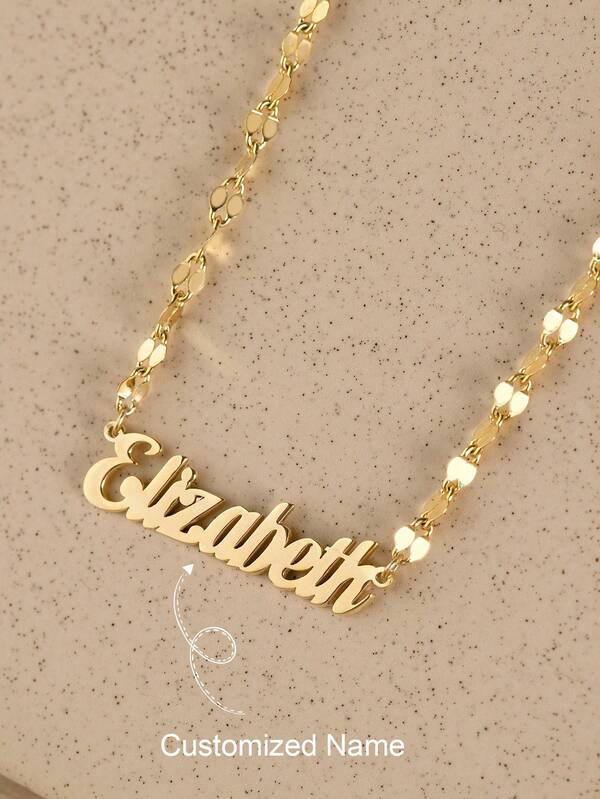 Custom Name Necklace For Women 18K Gold Plated 304L Stainless Steel, Personalized Jewelry Gift For Mom, Shiny Gold Chain, Waterproof & Hypoallergenic