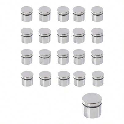 20 Peças Prolongador Aço Inox Polido Vidro Madeira Acrílico (Alongador espaçador)  Ø25*25mm