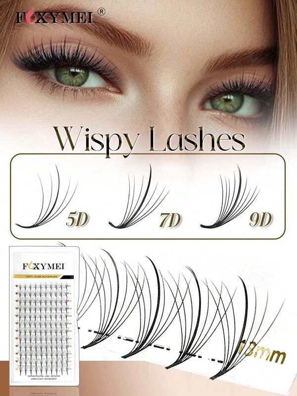 FOXYMEI 12 filas de pestañas postizas con flecos tipo "abanico" premontadas, rizado C/D, 5D, 7D, 9D, extensiones de pestañas en espiga de 8-15mm, de alta calidad, con materiales importados, abanicos de volumen premontados, pestañas postizas suaves, ligeras y naturales