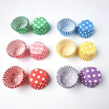 圆点纸杯蛋糕衬垫、迷你烘焙纸杯、纸杯蛋糕烘焙杯、烘焙用品 - 500pcs - 查看 3