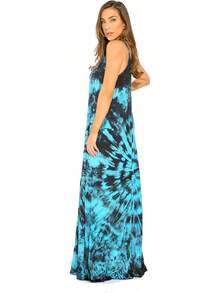 Tie Dye Spaghetti Strap Maxi Dress - White - View 5