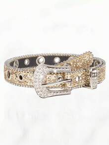 1-2pcs Luxury Children's Rhinestone Fashion Rhinestone Decor Belt Glitter Belt For Jeans Pants And Dresses ,Y2k Accessories,Perforated Glitter Y2k Style Waist Belt ,Belt For Boys And Girls , Ideal Choice For Gifts - A - View 4