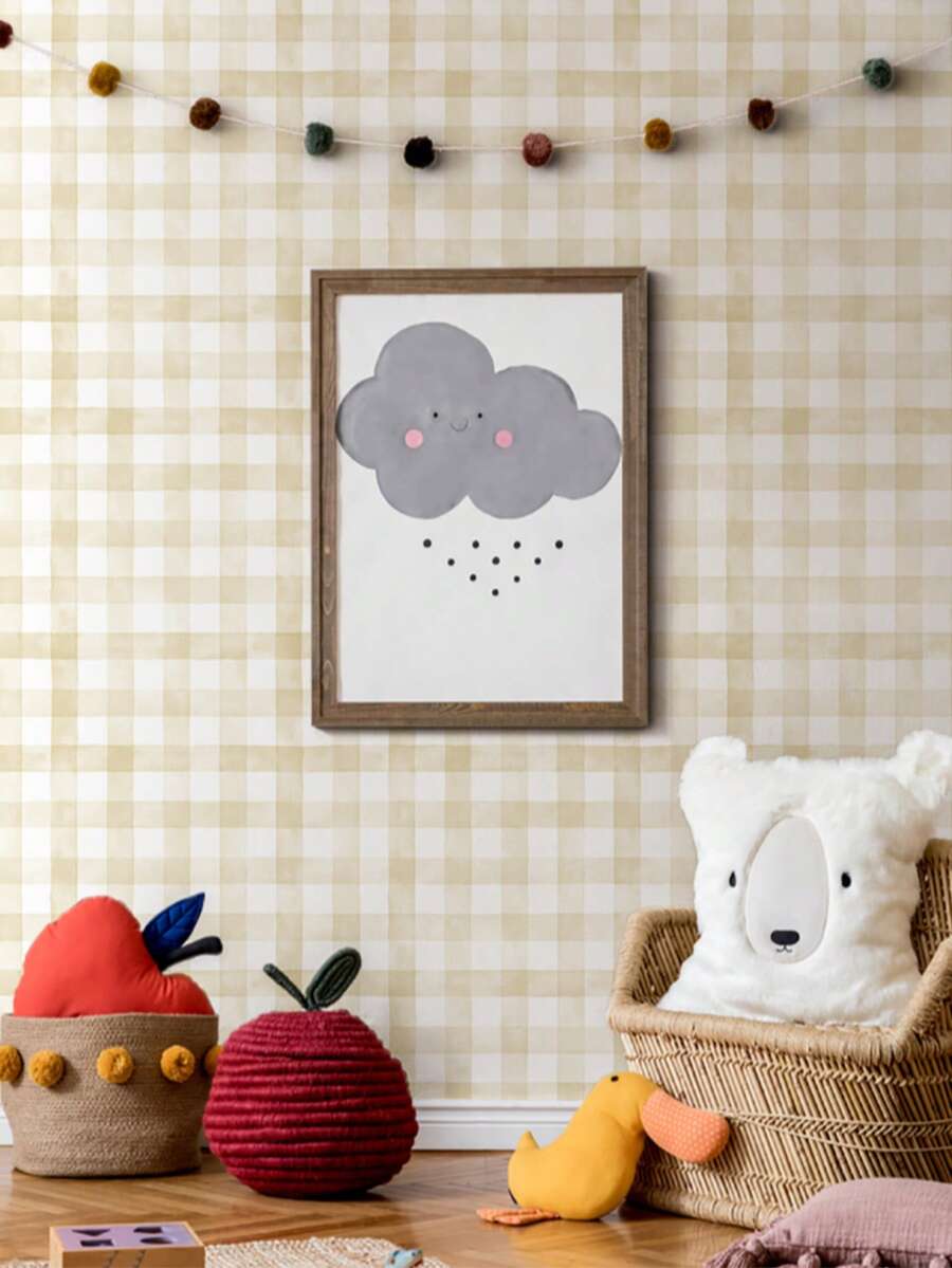 Watercolor Plaid Adhesive Wallpaper - 黃色 - 查看 1