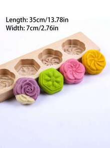 1 Set Of 4 Flower-Shaped Wooden Stamps, Wooden Mooncake Molds, DIY Hand-Pressed Mooncake Stamps, Dim Sum Desserts, Mung Bean Cakes, Pumpkin Cakes, Biscuits, Steamed Buns, Mid-Autumn Festival Pastry Molds, Biscuit Cutters, Mooncake Makers, Baking Tools, Suitable For Restaurants/Outdoors/Dining/Parties/Gifts/Festivals
