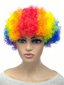 Colorful Fluffy Explosion Head Synthetic Wigs For Party, Holiday, Halloween, Costume, Masquerade Ball (Glasses Not Included)