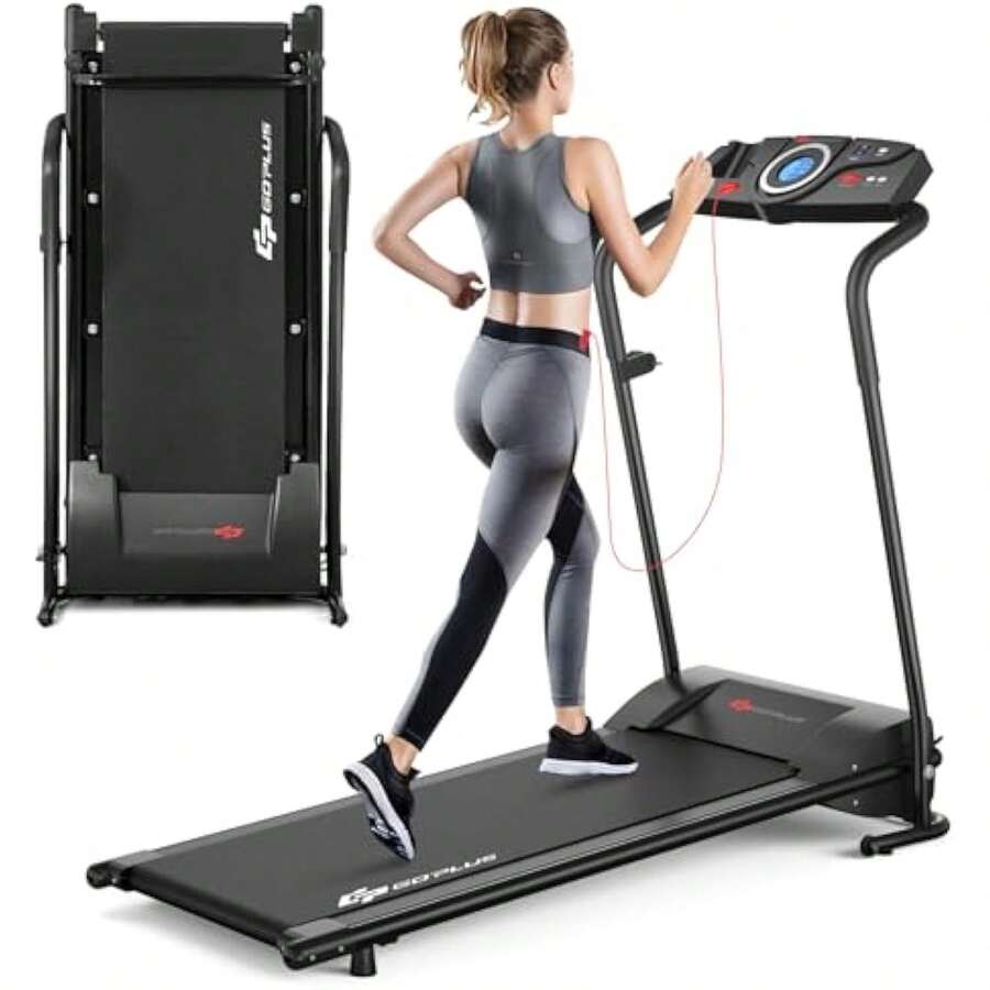 Compact Folding Treadmill For Home, Electric Walking Running Machine, Low Noise, Built-In 2 Workout Modes And 12 Programs, Wit - 1 - View 1