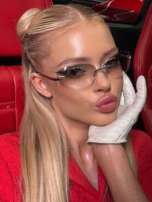 1pc Y2K Futuristic Tech Style Silver Sport Fashion Glasses, Fashionable For Daily Wear, Street Style, Vacation, Beach, Back To School - Silver - View 3
