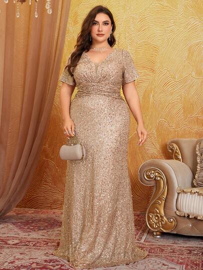 UNITHORSE Women's Square Neck Long Sleeve Sparkly Sequin Party Dress, Evening Dress