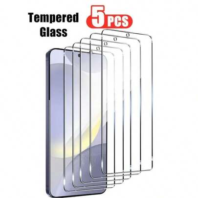 5pcs High Definition Tempered Glass Screen Protector For Samsung Galaxy A03, A04, A05, A13, A14, A15, A16, A23, A24, A25, A26, A34, A35, A36, A54, A55, A56, S23 FE, S24 FE 4G/5G, Full Coverage, Anti-Fingerprint, High Clarity Smooth Touch, Gift For Birthday, Family, Friends, Phone Screen Protector, Phone Accessories, Waterproof, Shockproof, Anti-Scratch