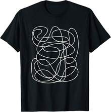 Minimalist Aesthetic Abstract Art Continuous Line Drawing T-Shirt Gift For Dad Gift For Artists Funny Gift For Coworkers - Black - View 1