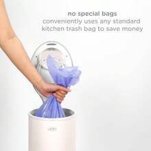 Ubbi Steel Odour Locking Nappy Disposal Bin, No Special Bag Required Money Saving, Awards-Winning, Modern Design Registry Must-Have Nappy Bin, Ivory - Chrome - View 4